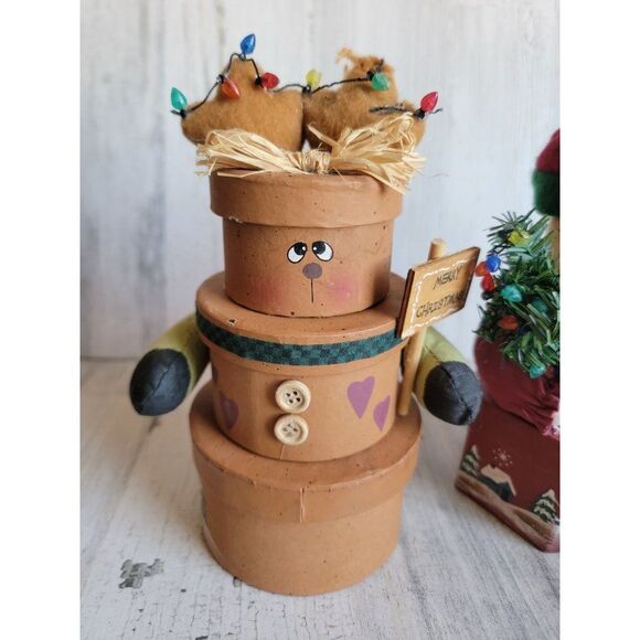 Unique Vintage Santa Claus reindeer 3 compartment gift box set - Picture 2 of 12